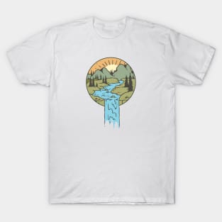 Sunrise River Forest Cartoon Logo Tshirt T-Shirt